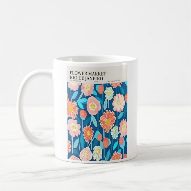 Marktplakat für Rio de Janeiro Blume Kaffeetasse (Links)