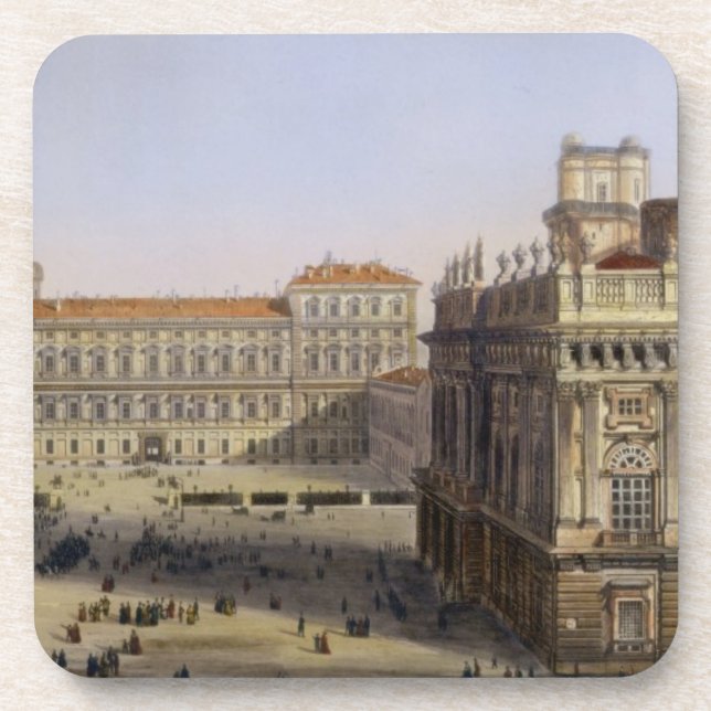 Marktplatz Castello, Turin, graviert von F. Getränkeuntersetzer (Vorderseite)
