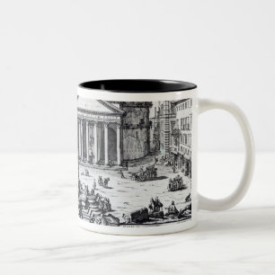 Marktplatz della Rotonda mit Blick auf Pantheon Zweifarbige Tasse