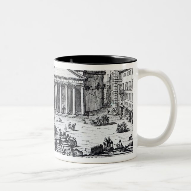 Marktplatz della Rotonda mit Blick auf Pantheon Zweifarbige Tasse (Rechts)