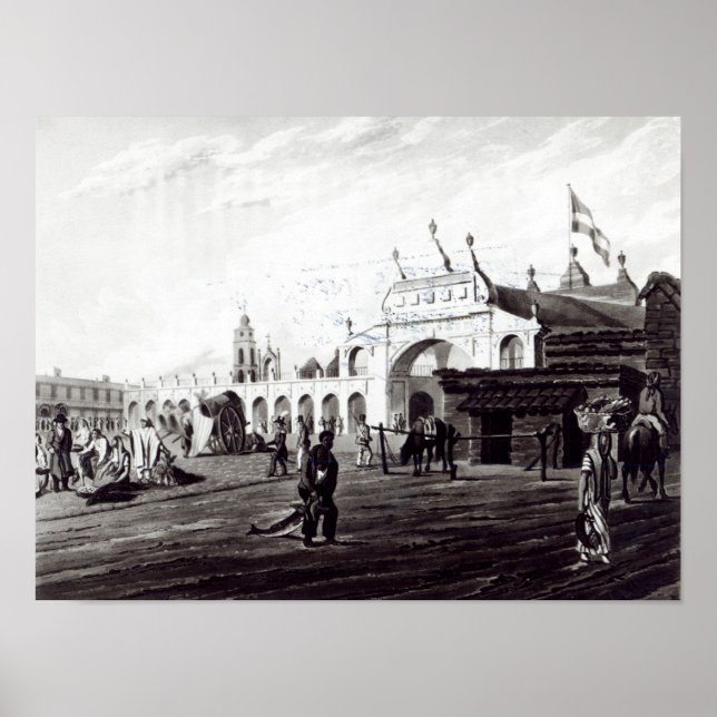 Marktplatz, eingraviert von Daniel Havell 1820 Poster (Vorne)