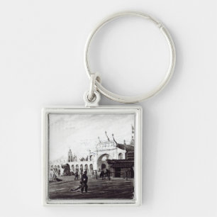 Marktplatz, graviert von Daniel Havell 1820 Schlüsselanhänger