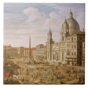Marktplatz Navona, Rom, schauend in Richtung zu Fliese