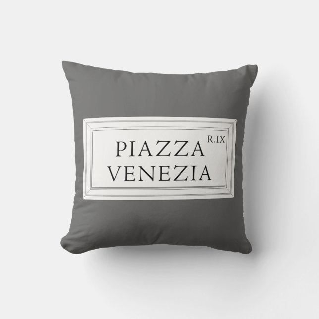 Marktplatz Venezia, Rom Straßenschild Kissen (Vorderseite)