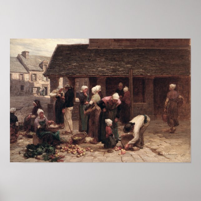 Marktplatz von Ploudalmezeau Poster (Vorne)