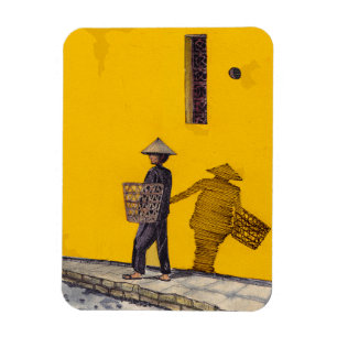 Marktvertreter in Hoi und Vietnam - Illustration Magnet