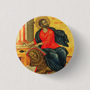 Markus der evangelistischen orthodoxen Ikone Button
