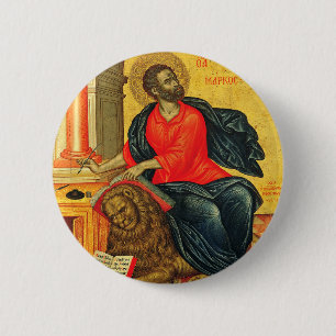 Markus der evangelistischen orthodoxen Ikone Button