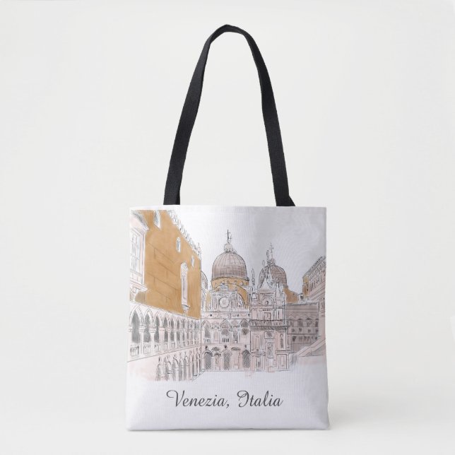 Markusplatz Pen und Tinte Illustration Tasche (Vorderseite)