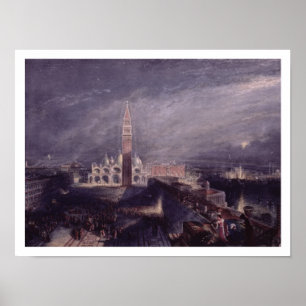 Markusplatz, Venedig (Mondlicht), graviert durch G Poster
