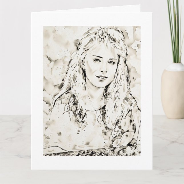 Marla Kay Mangan Computer Sketch Ink Wash 2  Karte (Vorderseite)