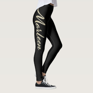Marleen white gold Handwriting Hose Leggings