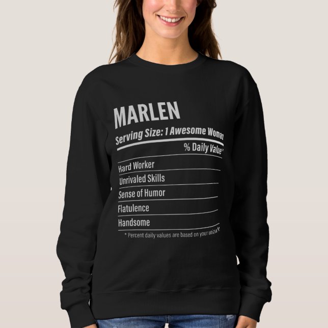 Marlen  Nutritional Facts Serving Size Calories Sweatshirt (Vorderseite)
