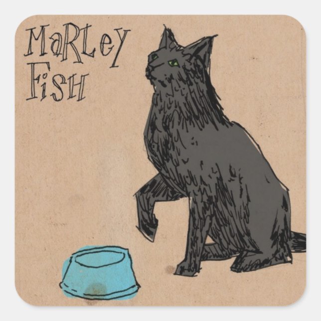 Marley Fish Supper Time Quadratischer Aufkleber (Vorderseite)