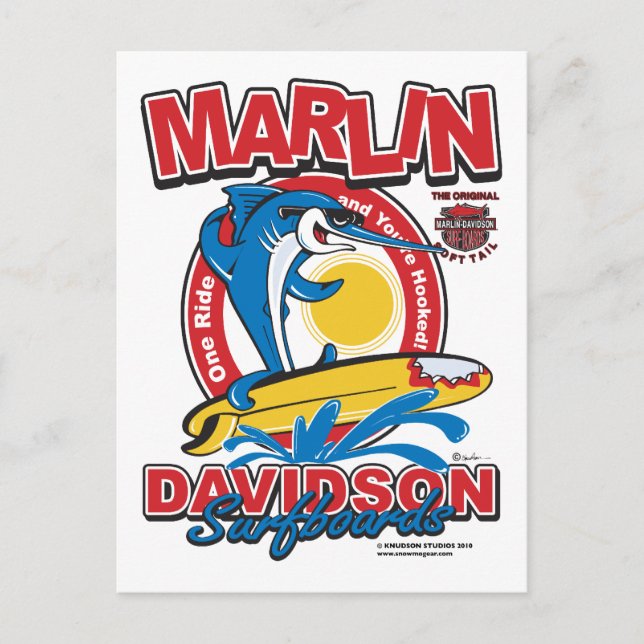Marlin Davidsons Surfboards Postkarte (Vorderseite)