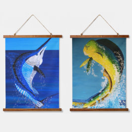 Marlin & Delphin Wandteppich Mit Holzrahmen