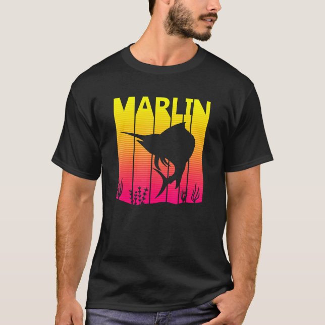 Marlin Fisch Retro T-Shirt (Vorderseite)