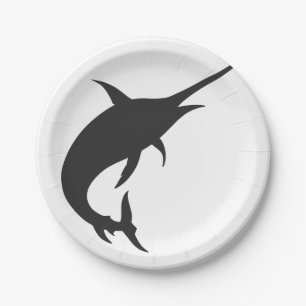 Marlin fish Silhouette - Farbe wählen Pappteller