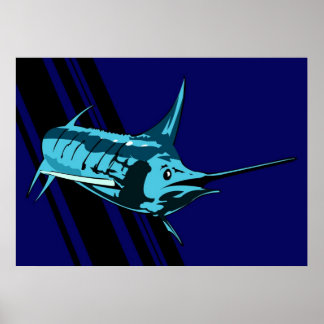 Marlin im Schatten-Illustrationsdruck Poster