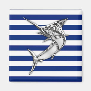 Marlin Schwertfisch Chrome Stil auf nautischen Str Magnet