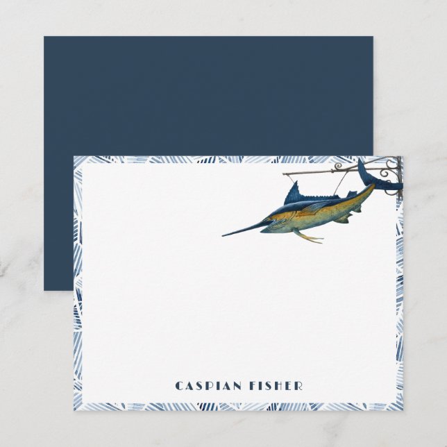 Marlin Sign Stationery Note Card Mitteilungskarte (Vorne/Hinten)
