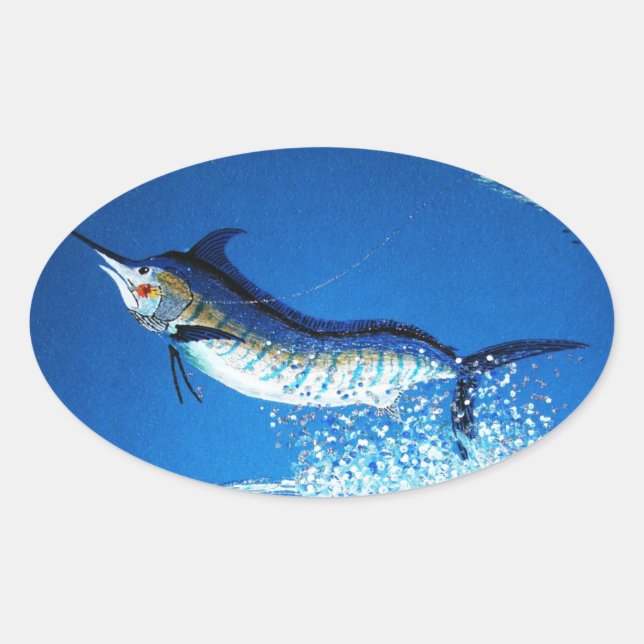 Marlin tanzend ovaler aufkleber (Vorderseite)