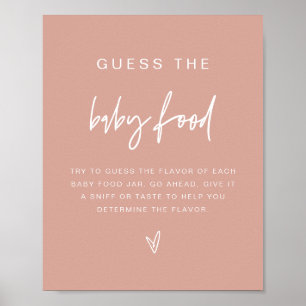 MARLO Blush Pink Boho Raten Sie das Baby Food Game Poster