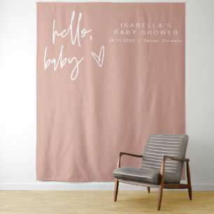 MARLO Bohemisch Blush Pink Hallo Baby Dusche Wandteppich