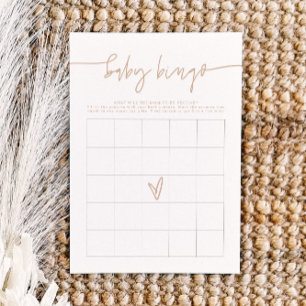 MARLO Boho Beige Baby shower Bingo Carte de jeu