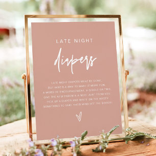 MARLO Boho Blush Pink Spate Night Diaper Spiel Poster