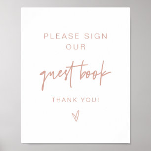 MARLO Boho Blush Pink und Beige Guestbook Sign Poster