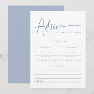 MARLO Boho Dusty Blue Baby Advice & Predictions Einladung