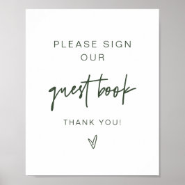 MARLO Boho Forest Green Guestbook Zeichen Poster