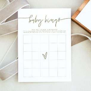 MARLO Boho Oliven Grün Baby Shower Bingo Spiel Einladung