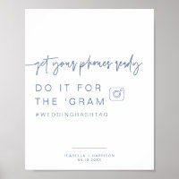 MARLO Dusty Blue Instagram Hashtag Wedding Sign