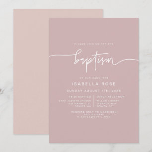 MARLO Dusty Rose Boho Pink Baptism Invitation