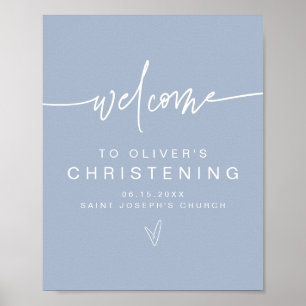MARLO Modern Boho Dusty Blue Christening Willkomme Poster
