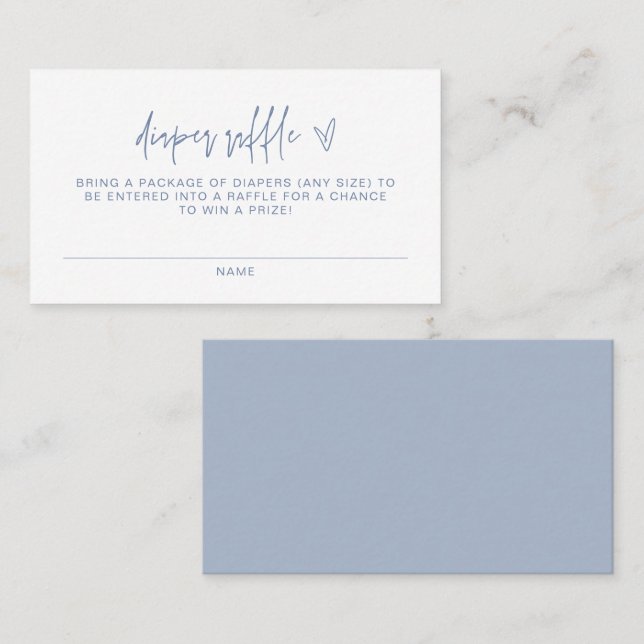 MARLO Modern Boho Dusty Blue Diaper Raffle Ticket (Devant / Derrière)