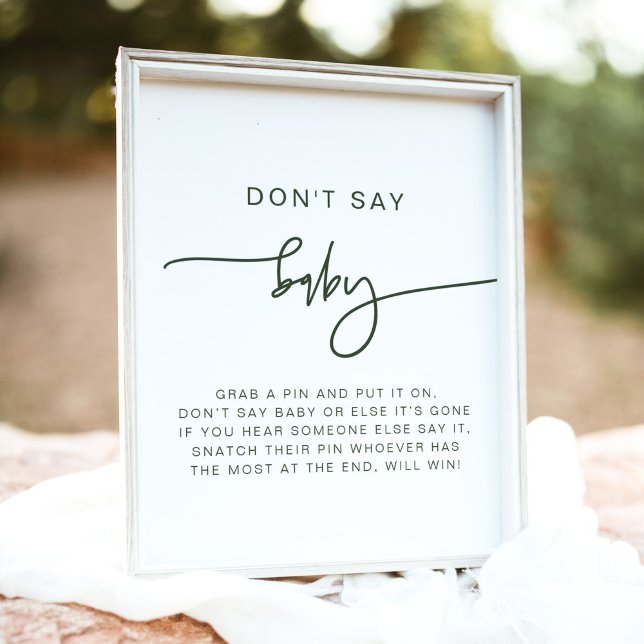 MARLO Modern Boho Forest Green sagt kein Baby-Zeic Poster (Von Creator hochgeladen)