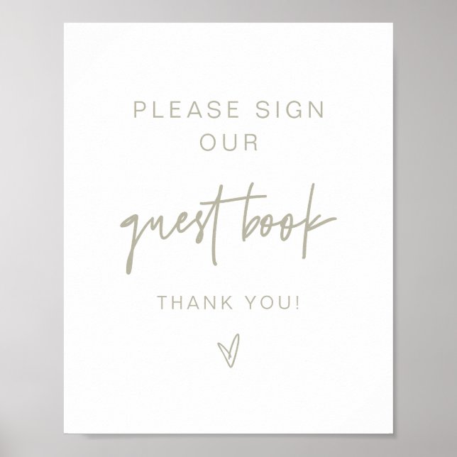 MARLO Modern Boho Sage Green Guestbook Zeichen Poster (Vorne)