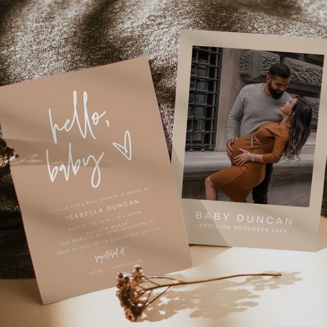 MARLO Moderne Bohemisch Earth Tone Baby Dusche Einladung (Von Creator hochgeladen)