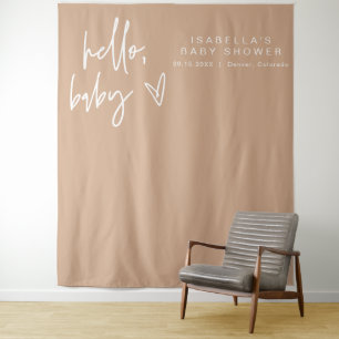 MARLO Modernes Herz Bohemisch Beige Babydusche Wandteppich