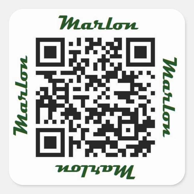 Marlon Code-personalisierter Aufkleber Vorname-QR (Vorderseite)