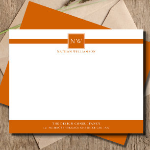 Marmalade Orange Beruflich Monogram Business Mitteilungskarte