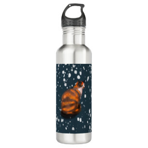 Marmaladenkatze im Schnee Edelstahlflasche