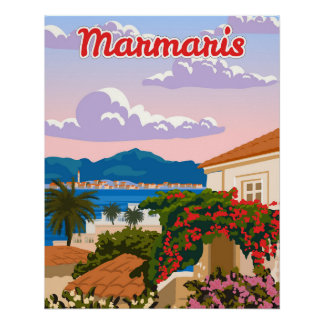 Marmaris repère, Turquie station, affiche rétro