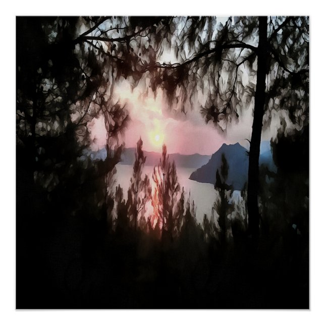 Marmaris Sunset Gerahmt von Palmen Bäumen Landscha Poster (Vorderseite)