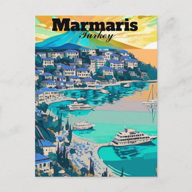 Marmaris Travel Postcard Art's Marmaris Turkey Pos Postkarte (Vorderseite)