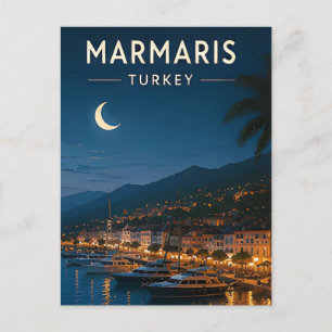 🌙 Marmaris Türkei Marina und nächtliche Hafenansi Postkarte