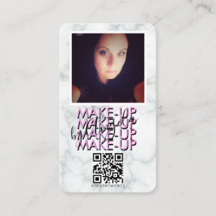 Marmer-Make-up-Salon QR-Code Foto  Pink Schwarz Visitenkarte